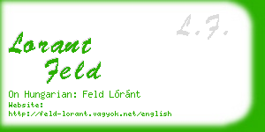 lorant feld business card